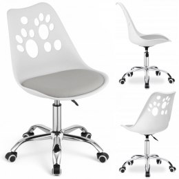 Fotel biurowy Puppy Love obrotowy do biurka, dziecięcy biało szary KO16BSZ