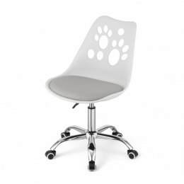 Fotel biurowy Puppy Love obrotowy do biurka, dziecięcy biało szary KO16BSZ