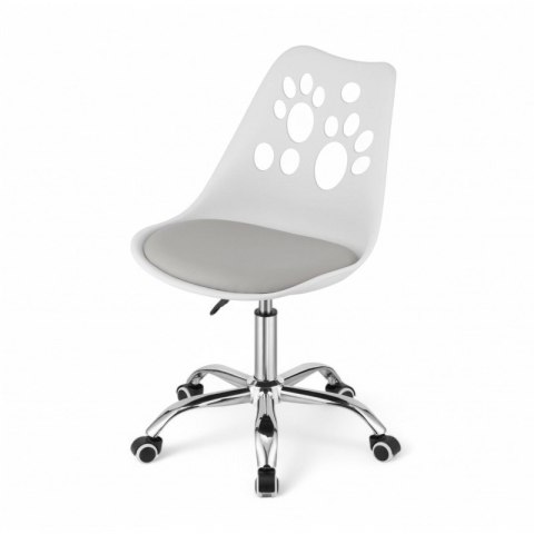 Fotel biurowy Puppy Love obrotowy do biurka, dziecięcy biało szary KO16BSZ