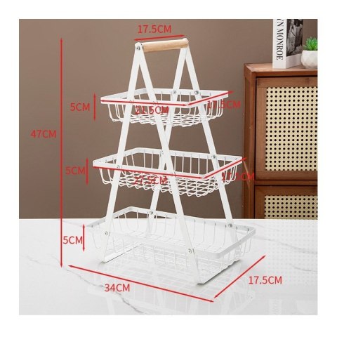Trzypoziomowy regał, koszyk na owoce i warzywa 34 x 17,5 x 47cm SZ44CZ
