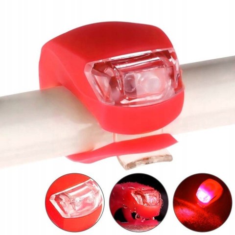 Lampki rowerowe silikonowe led przód i tył mocne światło wodoodporne PID0110