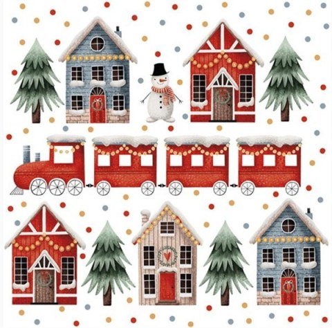 Serwetki 33 x 33 cm Christmas houses and train 20szt. 01-86