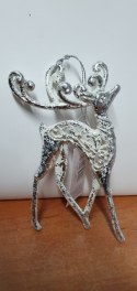 Zawieszka świąteczna - jelonek srebrno/biały 12cm 9CAN9357_WS