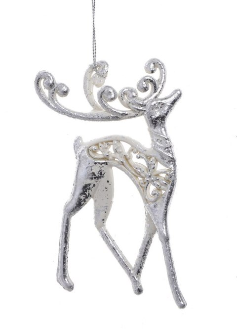 Zawieszka świąteczna - jelonek srebrno/biały 12cm 9CAN9357_WS