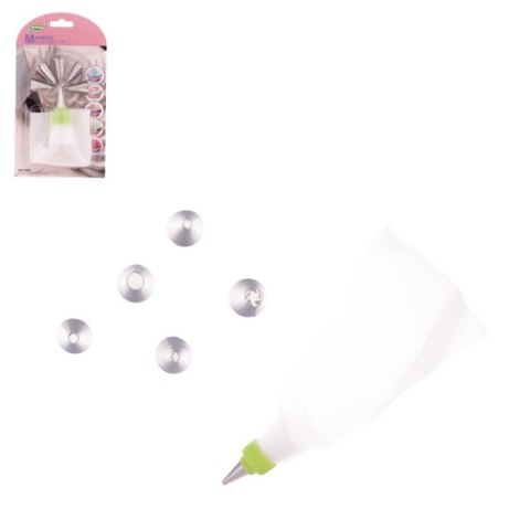 Dekorator do ciasta + 6 końcówek kolor zielony 479205