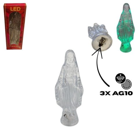 Figurka Matka Boska na baterie 3 x AG10 led 14 x 5,5cm. 11678