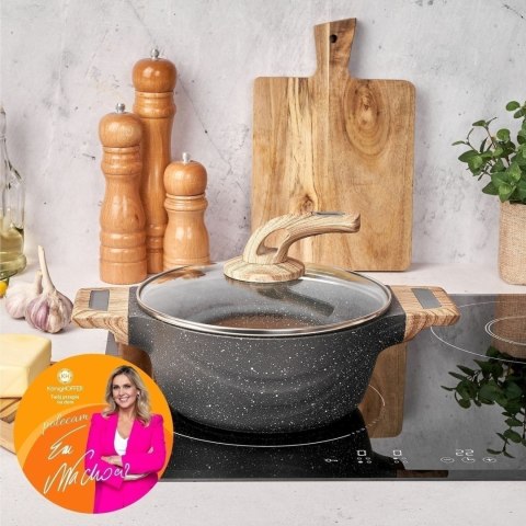 Garnek granitowy typu stone z pokrywką Konighoffer Fegato 2,2l