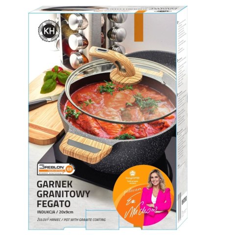 Garnek granitowy typu stone z pokrywką Konighoffer Fegato 2,2l