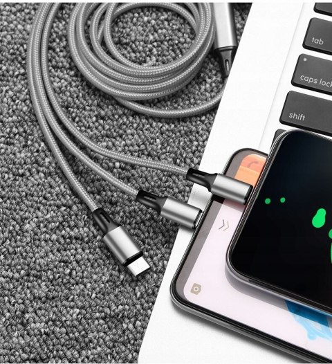 Kabel usb typ -C micro USB lightning iphone szybkie ładowanie 3w1 PID1387