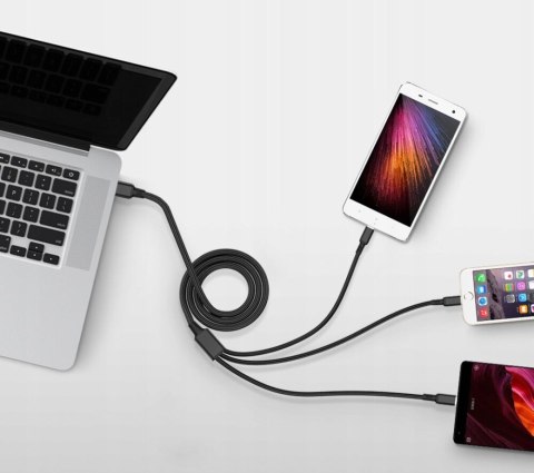 Kabel usb typ -C micro USB lightning iphone szybkie ładowanie 3w1 PID1387