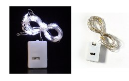 Lampki na druciku 20 led na baterie - ZIMNY BIAŁY LMK-20WC