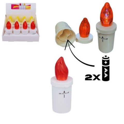 Świeczka led na baterie LR6 / AA 3 kolory płomienia 11cm. śr.3,5cm 11656