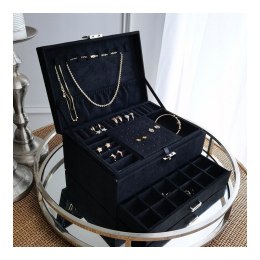 Szkatułka na biżuterię kuferek etui organizer czerń PD119CZ