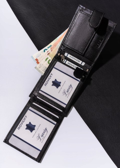 Duży pojemny portfel męski ze skóry naturalnej R-N992L-PDM-3272 BLA