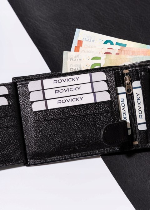 Duży pojemny portfel męski ze skóry naturalnej R-N992L-PDM-3272 BLA