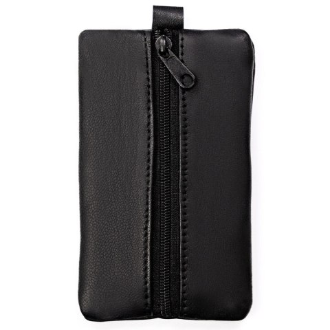 Etui na klucze ze skóry naturalnej w czarnym kolorze zamykane suwakiem KC-02-PDM BLACK