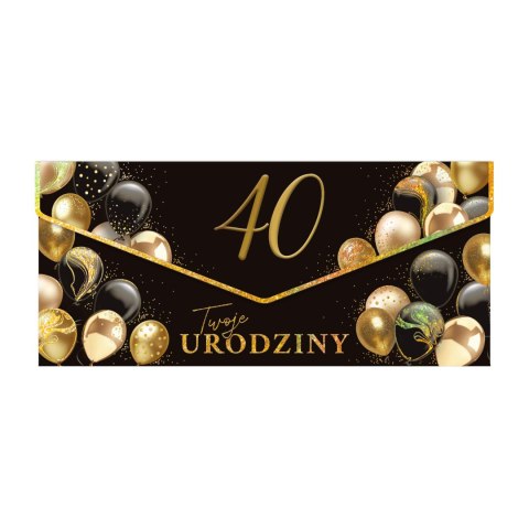 Koperta na 40 urodziny z dużą złoconą cyfrą - elegancki zestaw prezentowy nr.2