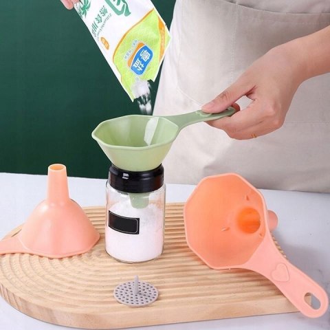 Lejek kuchenny do słoików oleju zestaw 3szt. + sitko mix PID5092