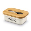 Maselniczka stalowa z pokrywką i nożykiem 15,5 x 10,5 x 6,5 cm kremowa