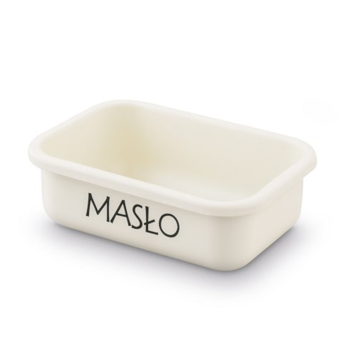 Maselniczka stalowa z pokrywką i nożykiem 15,5 x 10,5 x 6,5 cm kremowa