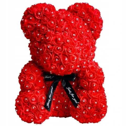 Miś z róż z kryształkami na walentynki w pudełku prezent dzień kobiet PID1937