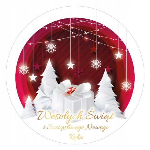 Naklejki świąteczne WESOŁYCH ŚWIĄT cukiernia kawiarnia kwiaciarnia 12 sztuk