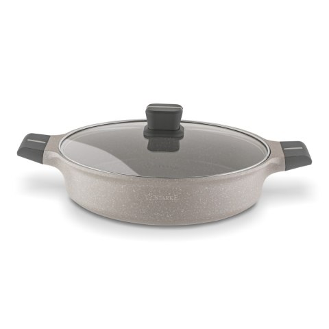 Patelnia na indukcję krótkie uchwyty z pokrywką Starke Pro Stoneware Marble 28 cm