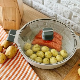 Patelnia na indukcję krótkie uchwyty z pokrywką Starke Pro Stoneware Marble 28 cm