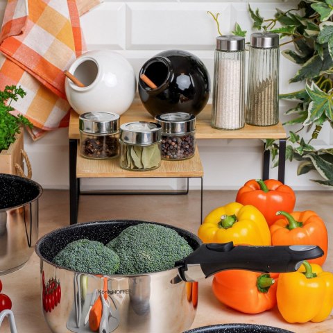 Półki bambusowe stojące na stalowym stelażu 33,5 x 19,5 cm i 33,5 x 18,5 cm