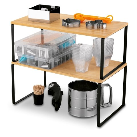 Półki bambusowe stojące na stalowym stelażu 33,5 x 19,5 cm i 33,5 x 18,5 cm