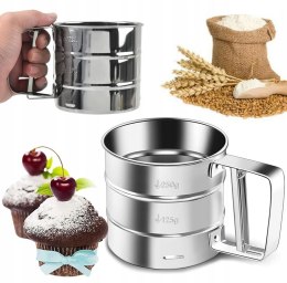 Przesiewacz do mąki cukru pudru kubek sitko stalowe 10 x 9cm PID1259