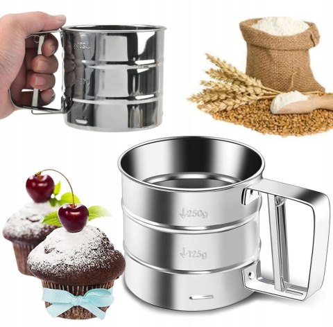 Przesiewacz do mąki cukru pudru kubek sitko stalowe 10 x 9cm PID1259