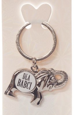 Breloczek metalowy słonik z żelową naklejką 