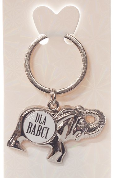 Breloczek metalowy słonik z żelową naklejką "Dla Babci"