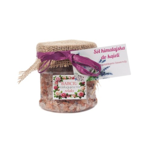 Himalajska sól do kąpieli z kwiatkami lawendy "Babciu zasługujesz na relaks"