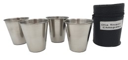 Kieliszki stalowe 4szt. zestaw turystyczne metalowe nierdzewne 80 ml z napisem Dla Super Chłopaka XJ4854 (1)