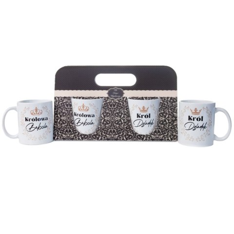 Komplet dwóch kubków w ozdobnym opakowaniu "Królowa Babcia" "Król Dziadek"