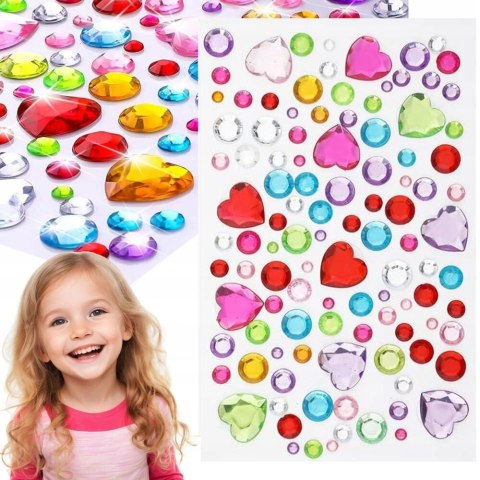 Kryształki samoprzylepne kolorowe naklejki dżety perełki cyrkonie serca PID0325