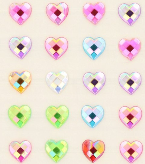 Kryształki samoprzylepne kolorowe naklejki dżety serca 84 szt SERDUSZKA PID0725