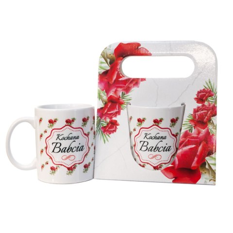 Kubek ceramiczny w ozdobnym opakowaniu z napisem "Kochana Babcia". 330 ml