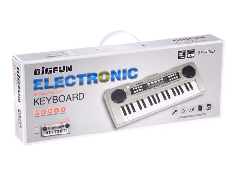 Organy mini KEYBOARD 37-klawiszy + mikrofon SREBRNY IN0183
