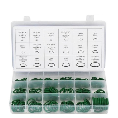 Oringi uszczelki gumowe gumki zestaw oringów uszczelek 270 szt. ZIELONE V2 PID1818