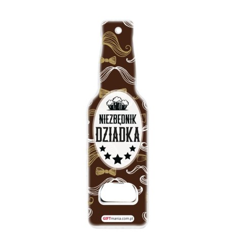 Otwieracz drewniany "Niezbędnik Dziadka". Kolor biały , rozmiar 4,5x15,5x0,8 cm