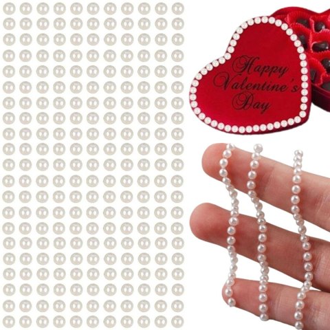 Perełki samoprzylepne naklejki dżety kryształki perły ecru 6 mm 504 szt. PID1507