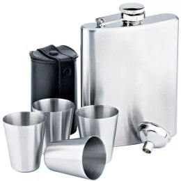 Piersiówka stalowa metalowa nierdzewna 210ml + kieliszki z napisem Dla Super Dziadka XJ4263