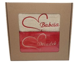 Ręcznik haftowany 50 x 100 cm 2szt. w pudełku Babcia / Dziadek serca
