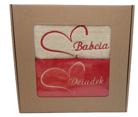 Ręcznik haftowany 50 x 100 cm 2szt. w pudełku Babcia / Dziadek serca