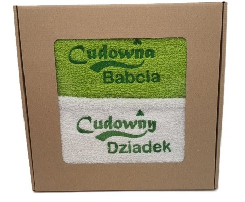 Ręcznik haftowany 50 x 100 cm 2szt. w pudełku Cudowna Babcia / CudownyDziadek