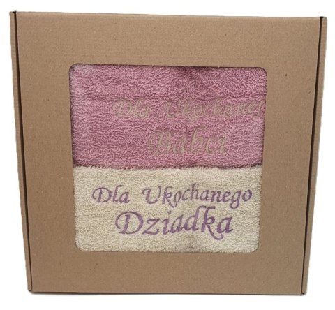 Ręcznik haftowany 50 x 100 cm 2szt. w pudełku Dla Ukochanej Babcia / Dziadek