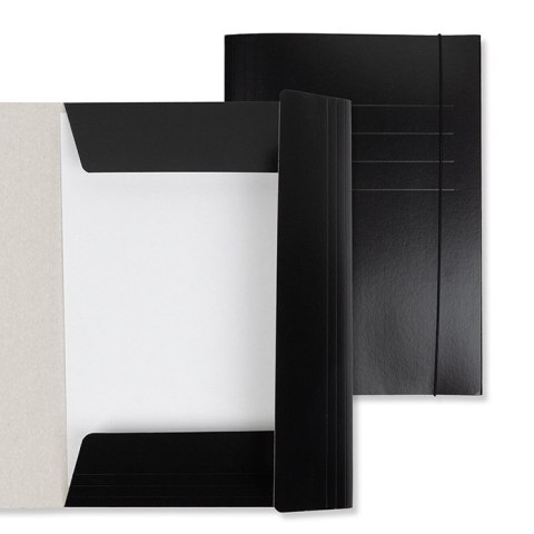 Teczka z gumką czarna 10szt. - lak. A4 300 gr/m2